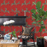 Masai Red Zebra Safari Peel & Stick Wallpaper with Iconic Scalamandre Zebra Print - SCS3869