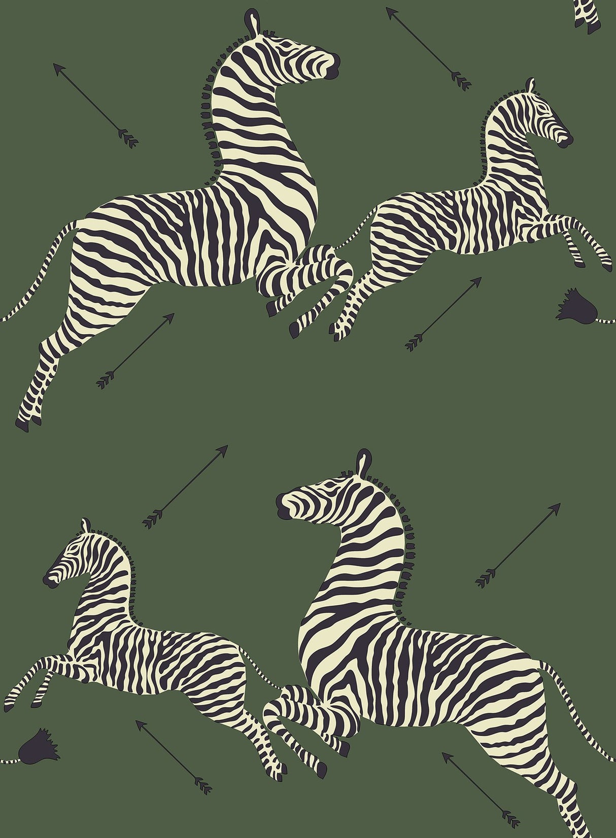 Serengeti Green Zebra Safari Peel & Stick Wallpaper with Scalamandré Signature Zebra Print - SCS3871