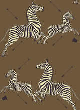 Safari Brown Zebra Safari Scalamandre Self Adhesive Wallpaper with Zebra Print Feature Wall - SCS3872
