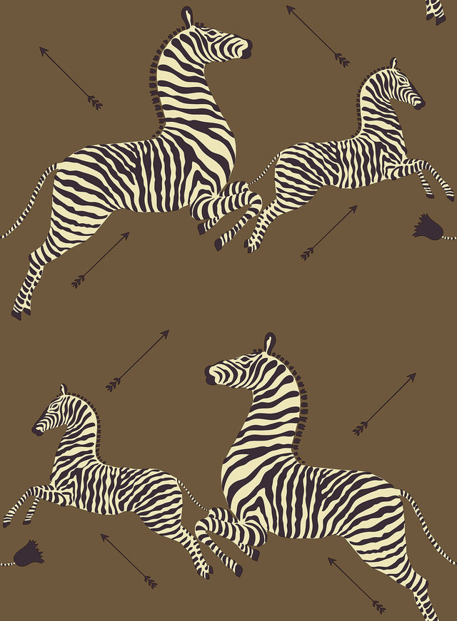 Safari Brown Zebra Safari Scalamandre Self Adhesive Wallpaper with Zebra Print Feature Wall - SCS3872