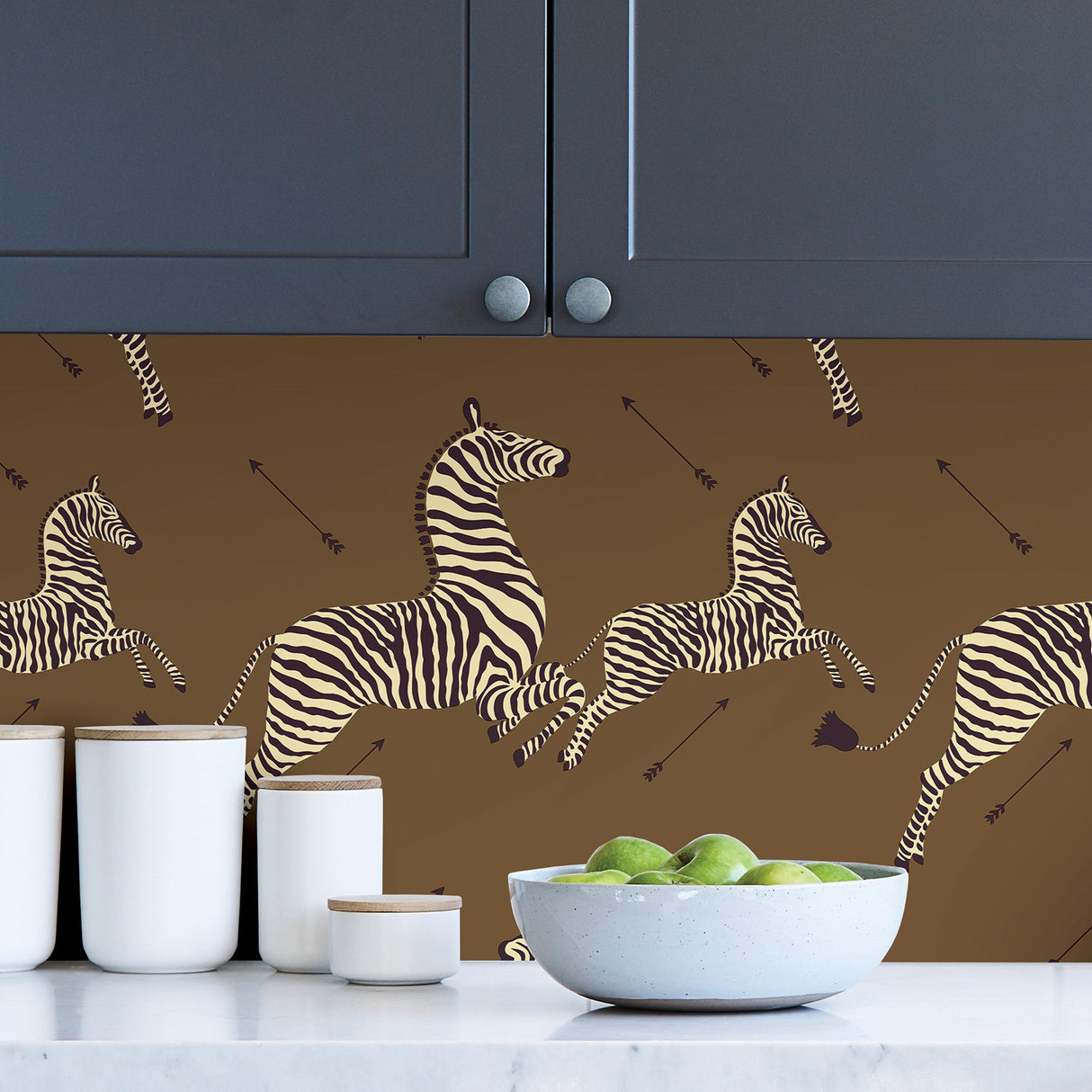 Safari Brown Zebra Safari Scalamandre Self Adhesive Wallpaper with Zebra Print Feature Wall - SCS3872
