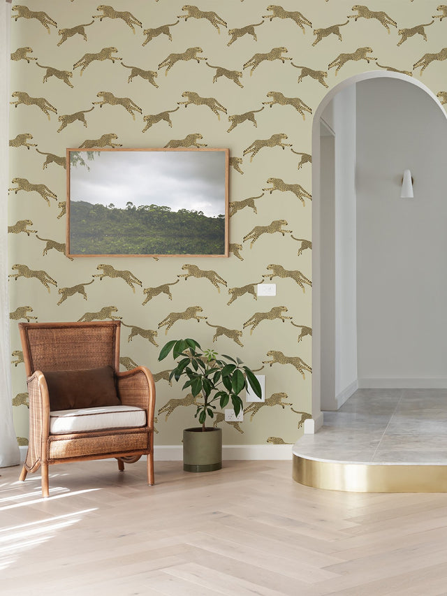 Leaping Cheetah Dune Peel & Stick Wallpaper with Novelty Feature Wall Style - SCS4274
