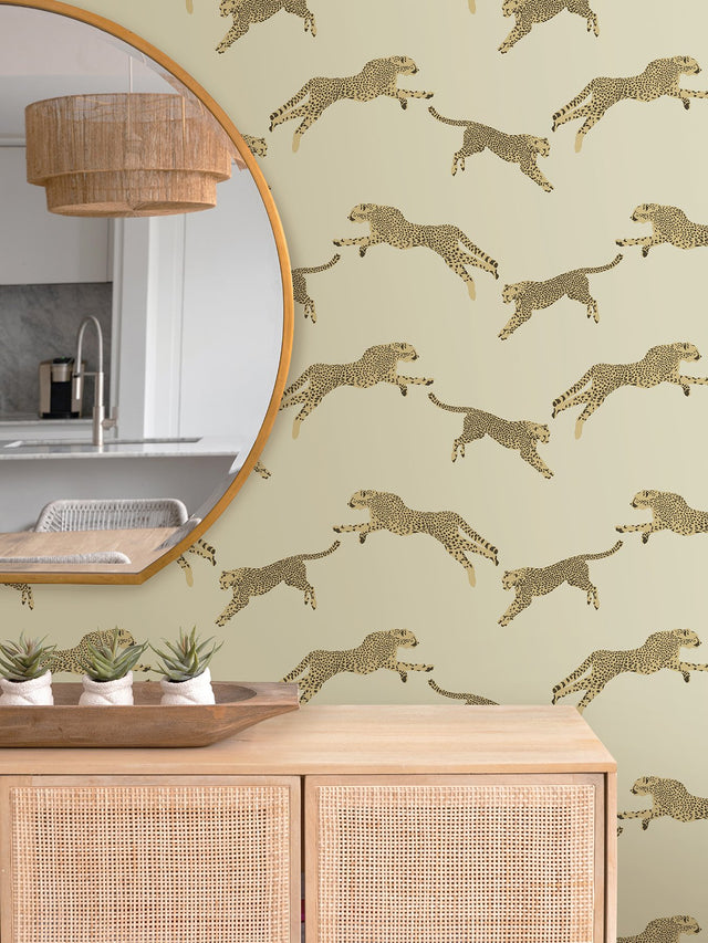 Leaping Cheetah Dune Peel & Stick Wallpaper with Novelty Feature Wall Style - SCS4274