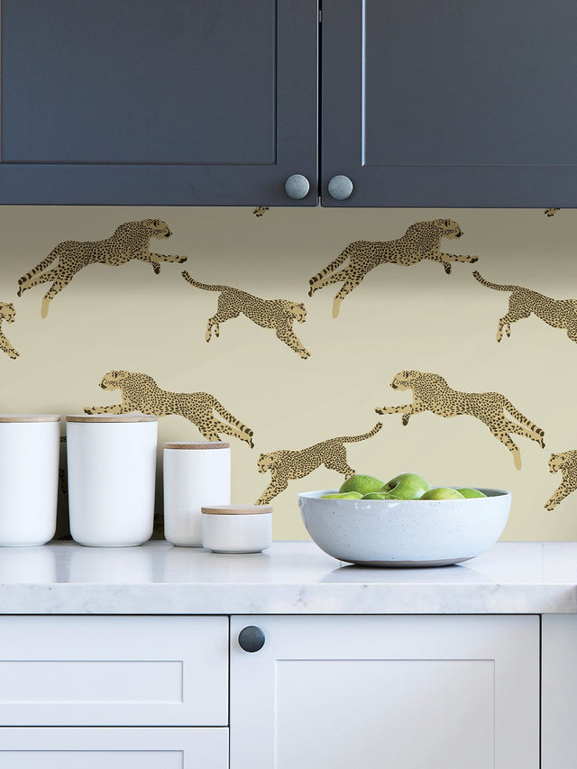 Leaping Cheetah Dune Peel & Stick Wallpaper with Novelty Feature Wall Style - SCS4274