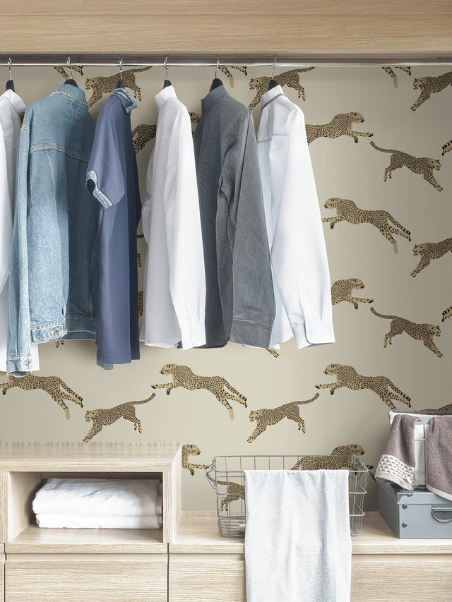 Leaping Cheetah Dune Peel & Stick Wallpaper with Novelty Feature Wall Style - SCS4274