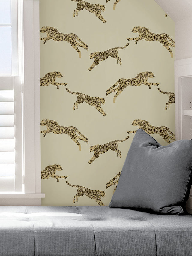 Leaping Cheetah Dune Peel & Stick Wallpaper with Novelty Feature Wall Style - SCS4274