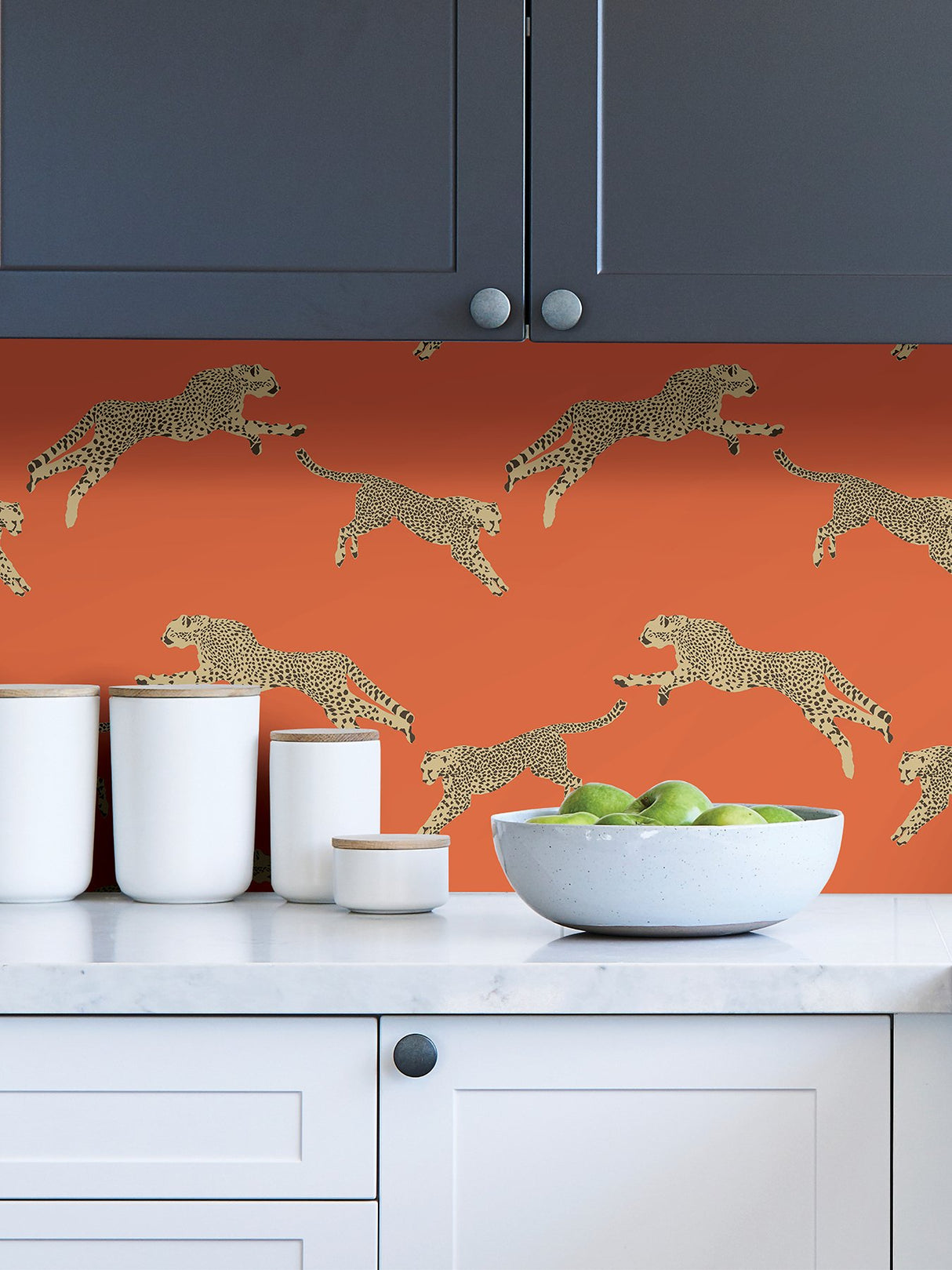 Leaping Cheetah Clementine Peel & Stick Wallpaper with Novelty Animal Pattern, Feature Wall Style - SCS4275