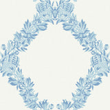 Wreath Sky Blue Peel & Stick Wallpaper with Butterfly Trellis - NuWallpaper SCS6049