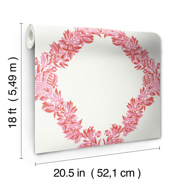 Valentino Wreath Pink Butterfly Trellis Peel & Stick Wallpaper - NuWallpaper SCS6050