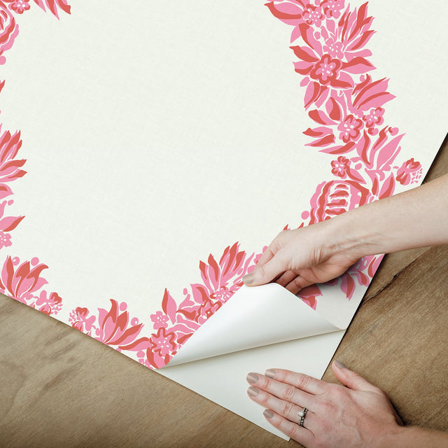 Valentino Wreath Pink Butterfly Trellis Peel & Stick Wallpaper - NuWallpaper SCS6050