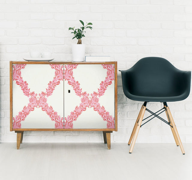 Valentino Wreath Pink Butterfly Trellis Peel & Stick Wallpaper - NuWallpaper SCS6050