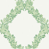 Wreath Jade Peel & Stick Wallpaper with Butterfly Trellis Botanical Motif - NuWallpaper SCS6051