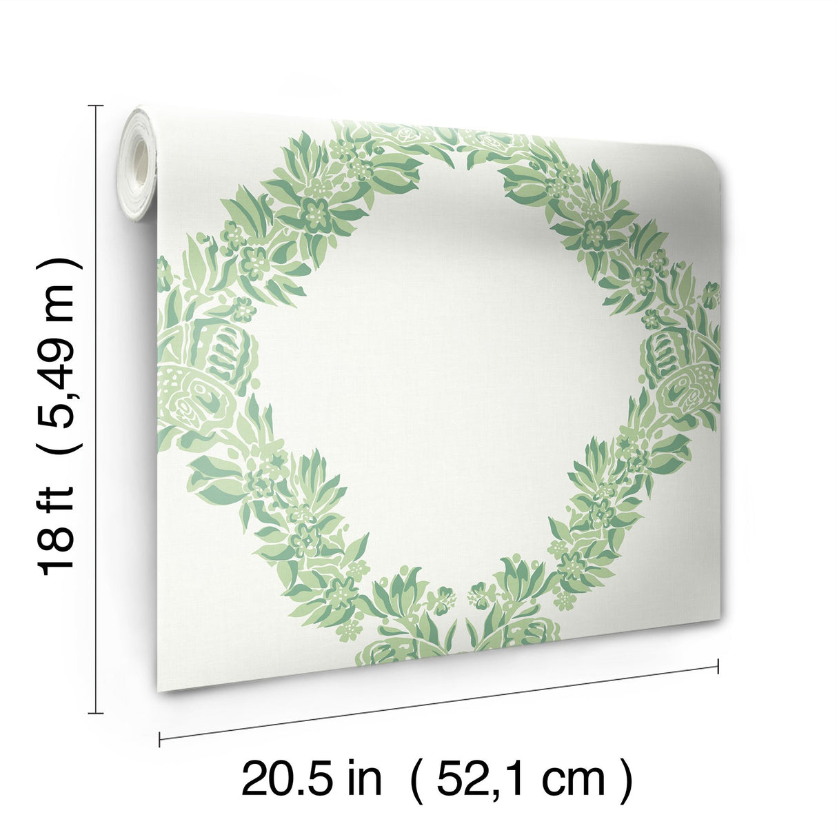 Wreath Jade Peel & Stick Wallpaper with Butterfly Trellis Botanical Motif - NuWallpaper SCS6051