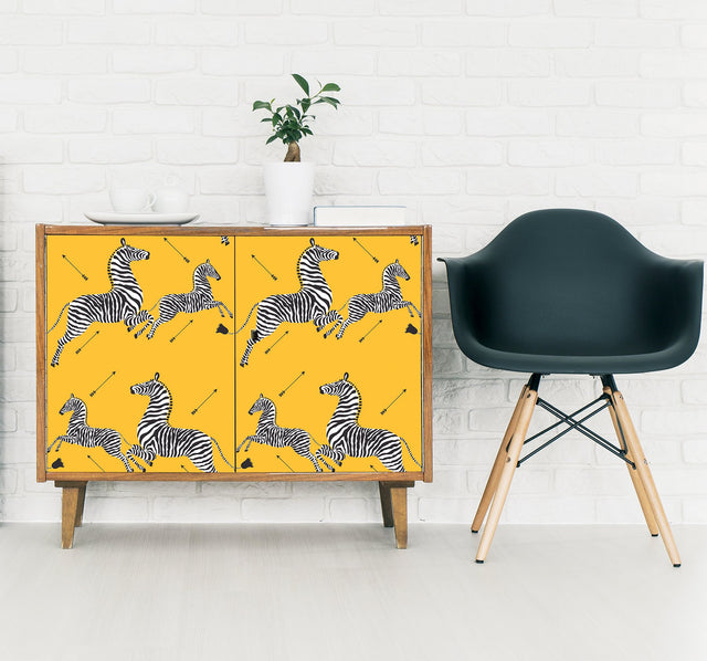 Zebra Safari Sunbeam Peel & Stick Wallpaper with Transitional Zebra Print Pattern - SCS6052