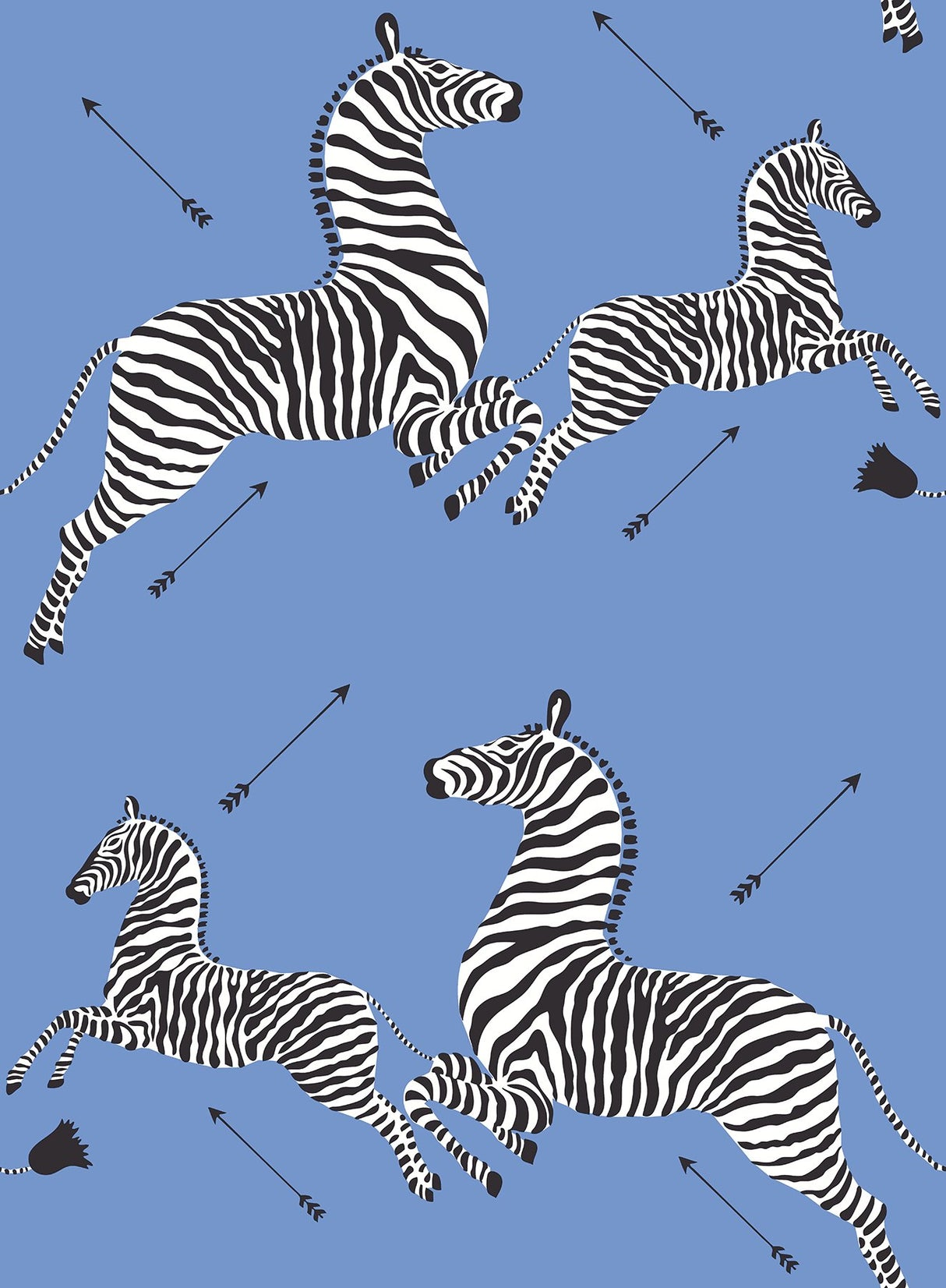 Zebra Safari Azure Peel & Stick Wallpaper with Zebra Print Motif - NuWallpaper SCS6053