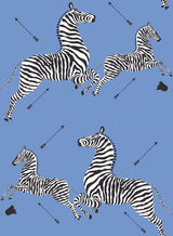 Zebra Safari Azure Peel & Stick Wallpaper with Zebra Print Motif - NuWallpaper SCS6053