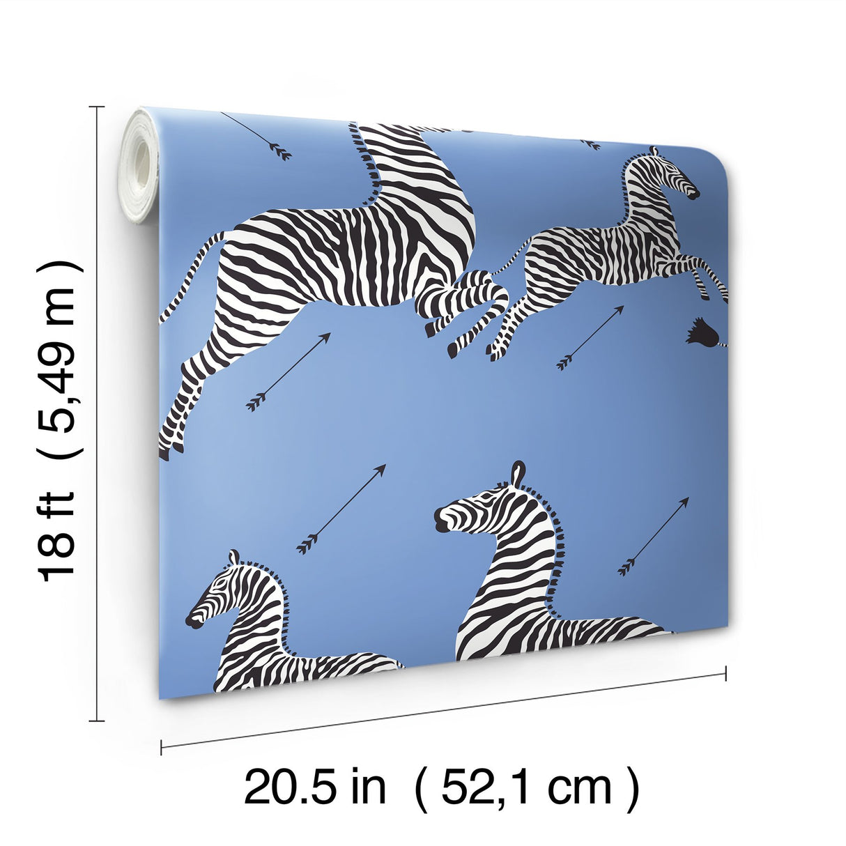 Zebra Safari Azure Peel & Stick Wallpaper with Zebra Print Motif - NuWallpaper SCS6053