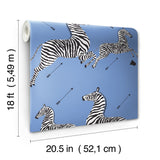 Zebra Safari Azure Peel & Stick Wallpaper with Zebra Print Motif - NuWallpaper SCS6053
