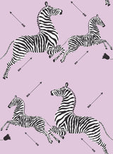 Zebra Safari Lilac Peel & Stick Wallpaper with Zebra Print Motif - NuWallpaper SCS6054