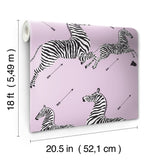 Zebra Safari Lilac Peel & Stick Wallpaper with Zebra Print Motif - NuWallpaper SCS6054