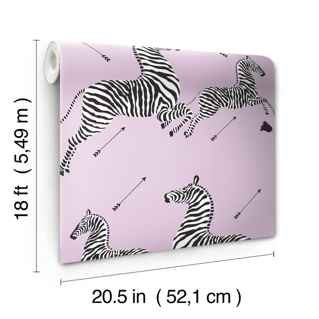 Zebra Safari Lilac Peel & Stick Wallpaper with Zebra Print Motif - NuWallpaper SCS6054