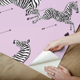 Zebra Safari Lilac Peel & Stick Wallpaper with Zebra Print Motif - NuWallpaper SCS6054