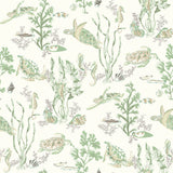 Garparilla Jade & Sandstone Peel & Stick Wallpaper with Coastal Sea Turtle Toile - Brewster SCS6056