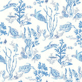 Garparilla Azure Peel & Stick Wallpaper with Coastal Underwater Toile - Scalamandre SCS6057