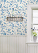 Garparilla Azure Peel & Stick Wallpaper with Coastal Underwater Toile - Scalamandre SCS6057