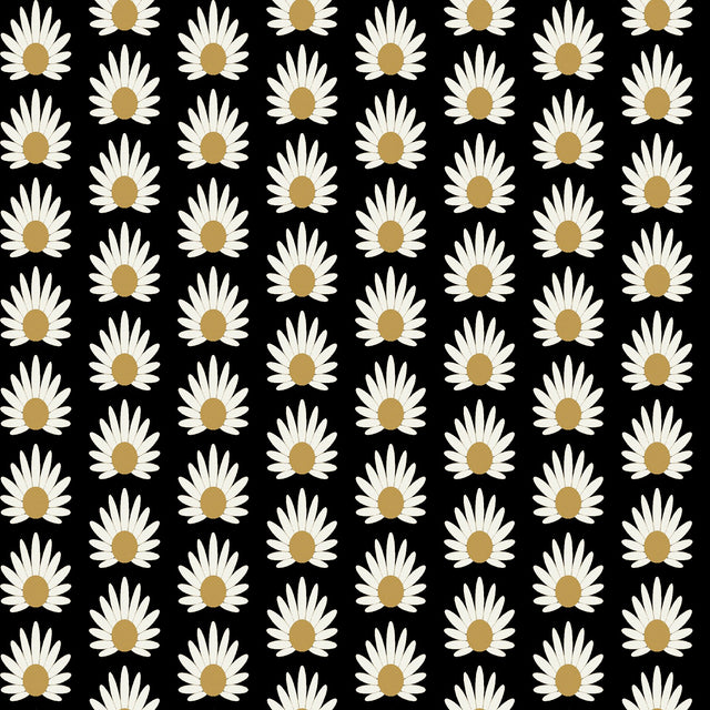 Fleur Black Peel & Stick Wallpaper with Retro Botanical Daisy Pattern - NuWallpaper SCS6058