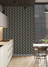 Fleur Black Peel & Stick Wallpaper with Retro Botanical Daisy Pattern - NuWallpaper SCS6058