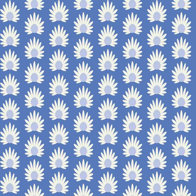 Fleur Azure Peel & Stick Wallpaper with Retro Botanical Daisy Pattern - NuWallpaper SCS6059