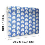 Fleur Azure Peel & Stick Wallpaper with Retro Botanical Daisy Pattern - NuWallpaper SCS6059