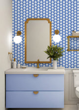 Fleur Azure Peel & Stick Wallpaper with Retro Botanical Daisy Pattern - NuWallpaper SCS6059