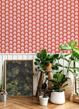 Valentino Fleur Red Peel & Stick Wallpaper with Retro Botanical Daisy Pattern - NuWallpaper SCS6060