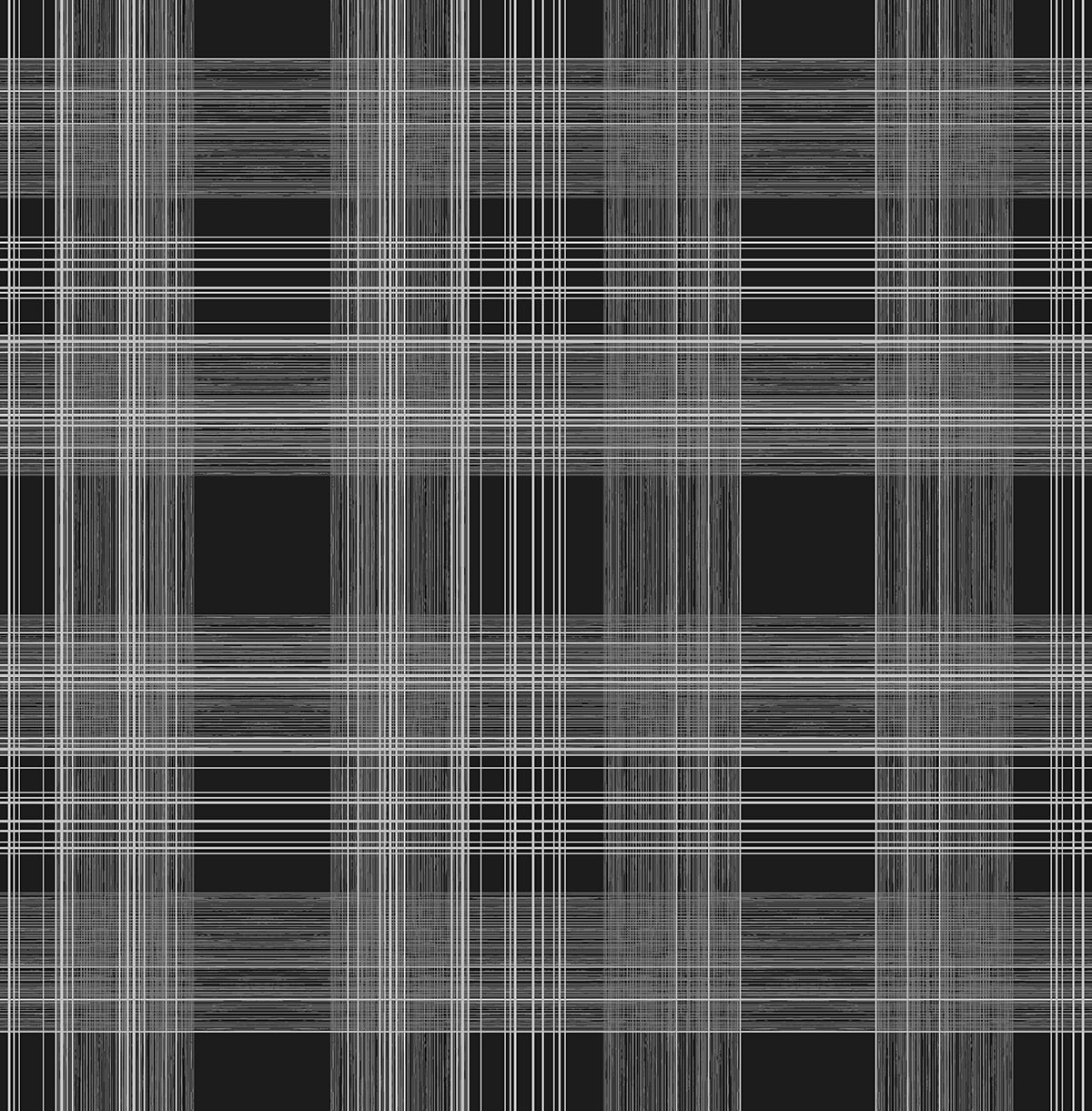 Rad Plaid peel and stick wallpaper in Onyx (black and gray) with a contemporary plaid grid pattern.