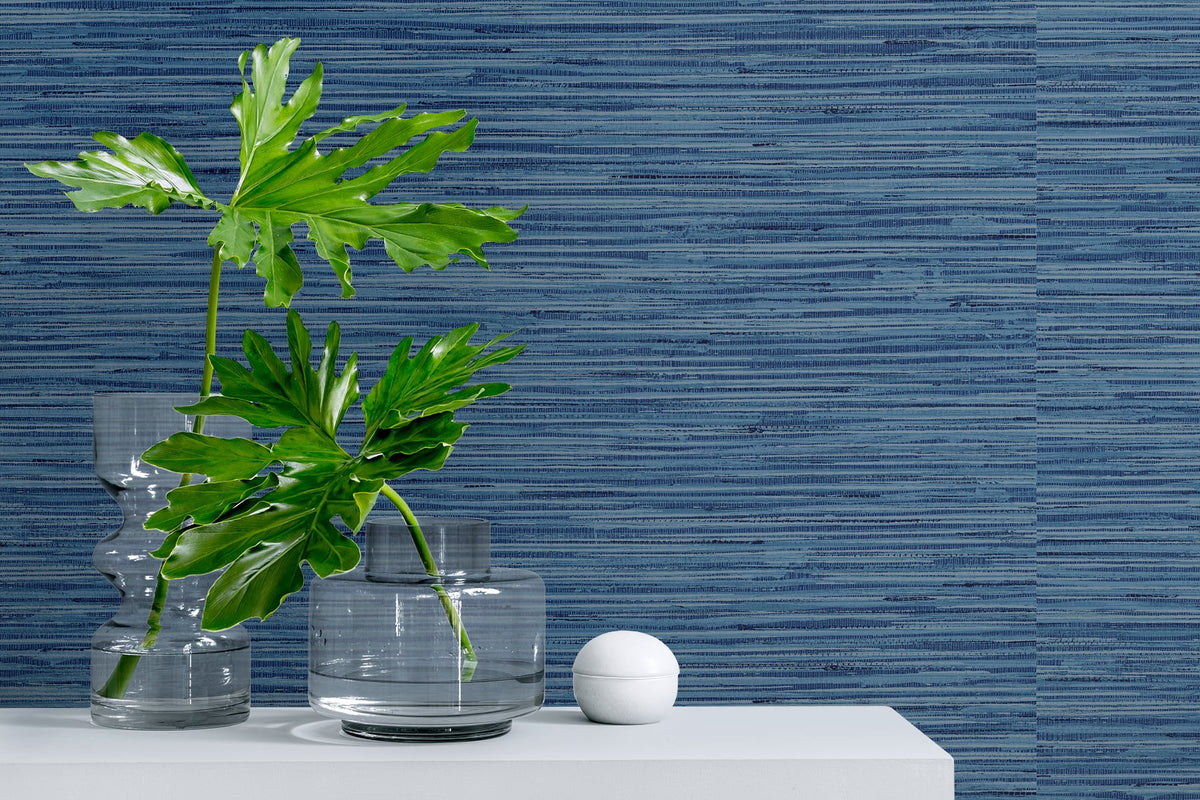 Grasscloth Marine Blue by Stacy Garcia Peel and Stick Textured Vinyl Peel & Stick Wallpaper – Stacy Garcia Home SG10202 -Sample