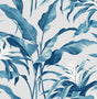 Palma tropical botanical leaf peel and stick wallpaper in blue lagoon and grey