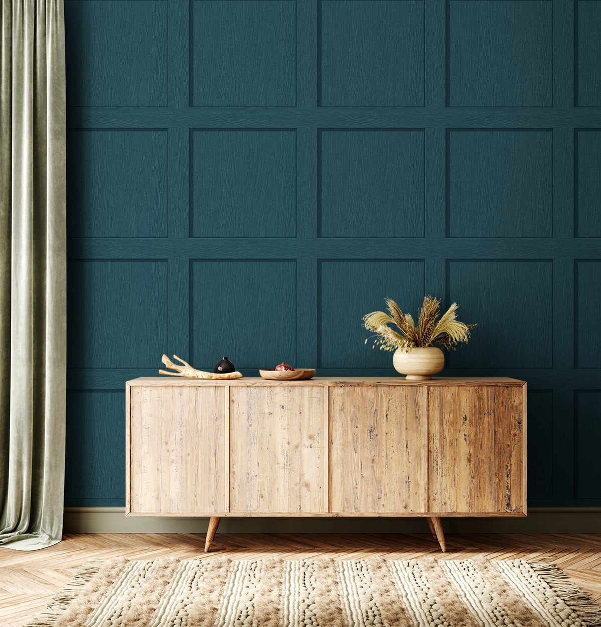 Squared Away Teal by Stacy Garcia Peel & Stick Wood Panel Wallpaper – Stacy Garcia Home SG10704