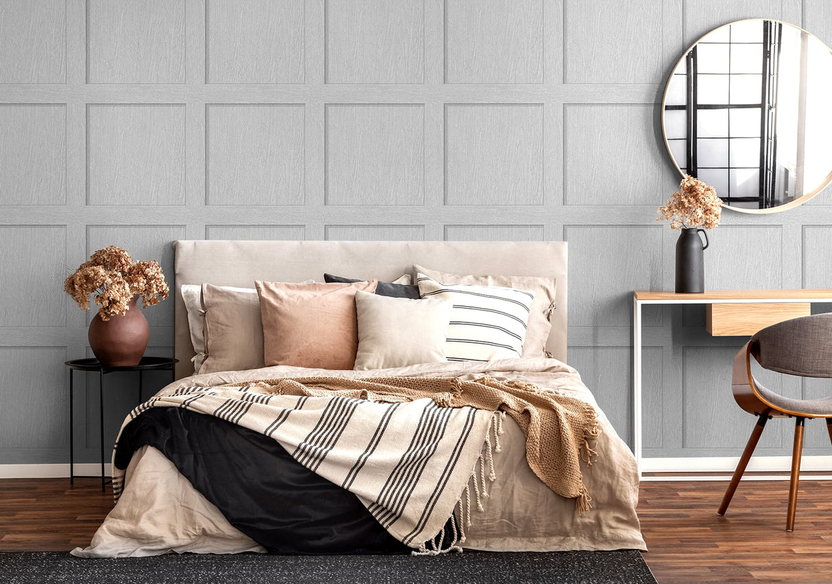 Squared Away French Grey by Stacy Garcia Peel and Stick Vinyl Peel & Stick Wallpaper – Stacy Garcia Home SG10708