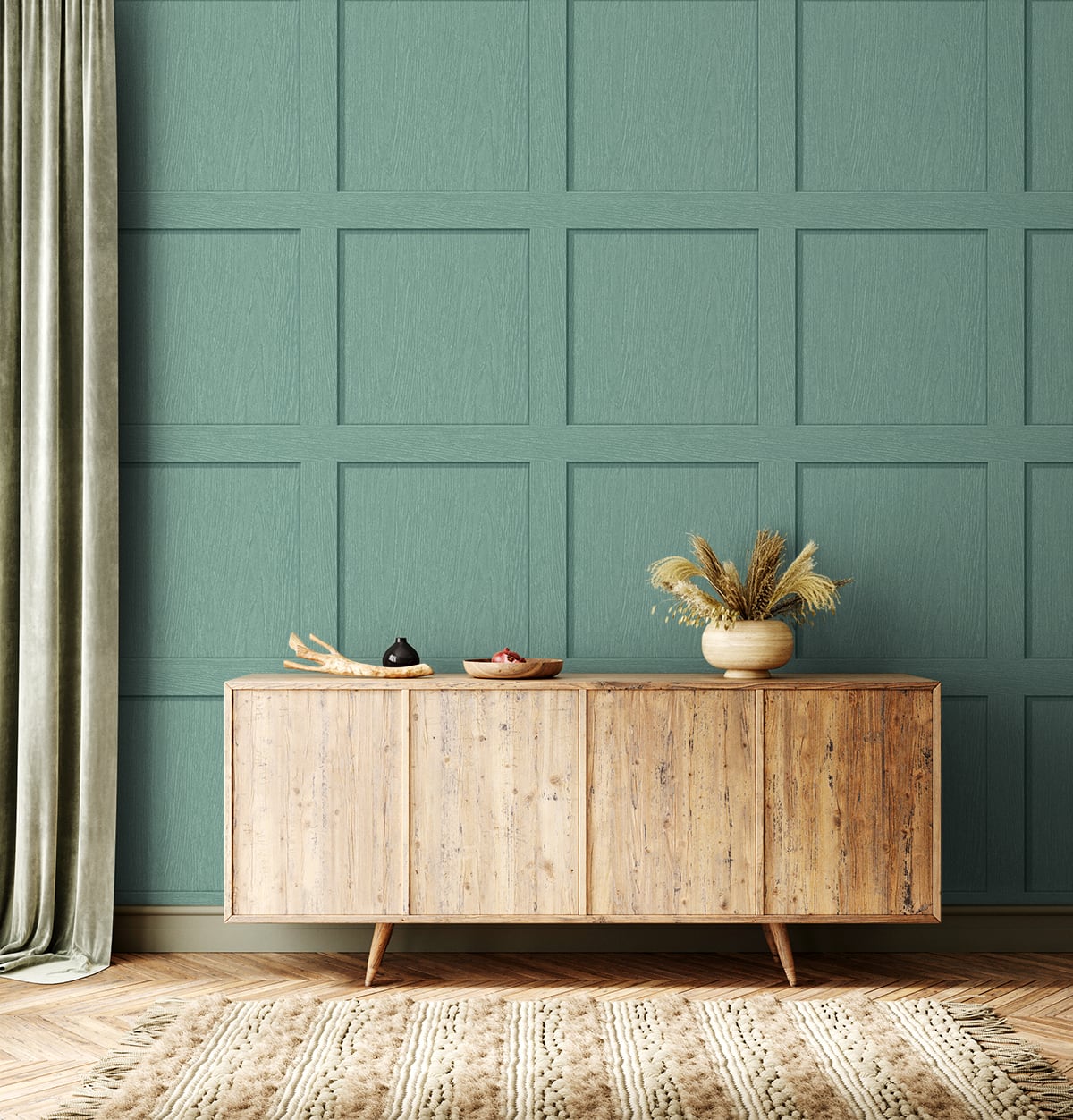 Squared Away Sea Green by Stacy Garcia Peel and Stick Wood Panel Peel & Stick Wallpaper – Stacy Garcia Home SG10714