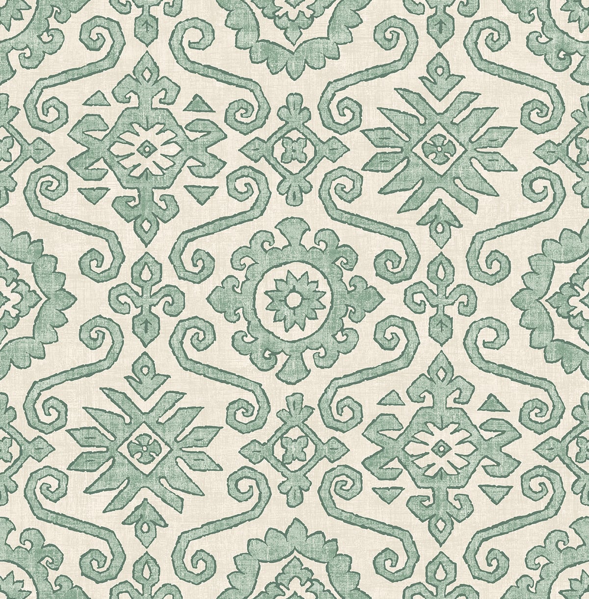 Augustine Mineral Green geometric peel and stick wallpaper pattern
