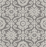 Augustine pewter and stone geometric peel and stick wallpaper pattern