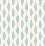 Ditto Blue Opal geometric peel and stick wallpaper with wavy lattice pattern
