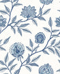 Jaclyn Blue Lagoon peel and stick floral wallpaper in blue on white by Stacy Garcia Home