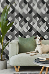 Marquetry Greystone by Stacy Garcia Geometric Peel & Stick Wallpaper – Stacy Garcia Home SG11100