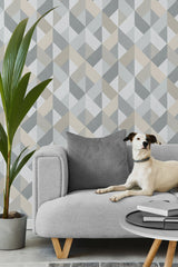 Marquetry Warm Stone by Stacy Garcia Peel and Stick Geometric Peel & Stick Wallpaper – Stacy Garcia Home SG11108