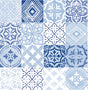 Glacier blue tile patchwork peel and stick wallpaper pattern
