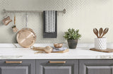 Herringbone Inlay Lunar Grey & Metallic Silver by Stacy Garcia Peel and Stick Peel & Stick Wallpaper – Stacy Garcia Home SG11300