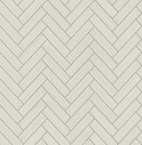 Metallic lunar grey and silver herringbone inlay peel and stick wallpaper pattern